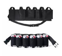 Beer Belt - 6 Pack Portable Bottle Waist Holster for Drinks, Soda, Bottles, Beverage - Outdoor Mountaineering, Camping, Hiking, Party Accessory - Black