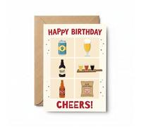 Beer Birthday Card, Funny Pub Theme Greeting Card for Drinkers Party Celebration, Cheers Ale Stout Gift for Men, Dad, Husband, Premium Blank Stationery with Envelope,12x17cm