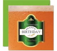 Beer Birthday Cards - Premium Lager - Happy Birthday Card for Dad Brother Uncle Son Grandad Best Friend Husband Partner Work Colleague Cousin 145mm Bday Greeting Cards for Men