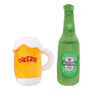 Beer Bottle Dog Toy Set | Adorable Plush Squeaky Chew Game Pair | Gentle, Bite Resistant, Interactive Puppy Playset, Funny Exercise For Home Comfort, Gift For Little