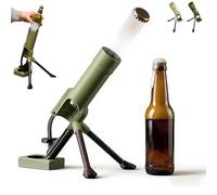 Beer Bottle Mortar Bottle Opener Heavy-Duty Cap Launcher, Hands-Free Push Down Tactical Opener Military Style Beer Opener for Bar Desk Army Decor Gifts for Men (Green)