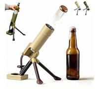 Beer Bottle Mortar Bottle Opener Heavy-Duty Cap Launcher, Hands-Free Push Down Tactical Opener Military Style Beer Opener for Bar Desk Army Decor Gifts for Men (Beige)