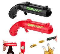 Beer Bottle Opener, 2 PCS Cap Launcher Over 5 Meters Wine Drink Corkscrew Beverage Wrench for Bar Party Outdoor Game Use (Red and Gray)