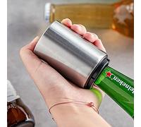 Beer Bottle Opener, Magnetic Automatic Stainless Steel Push Down Opener, No Cap Can Escape, Quick Open Cap for Kitchen Home Bar Restaurant Household Utensils
