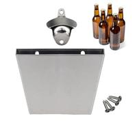 Beer Bottle Opener - Wall Mounted Magnetic Cap Catcher, Ergonomic Alloy Grip with Storage Bucket, Quick Hand Lever Tool, Ideal for Home Kitchen Bar Apartment Restaurant Gatherings