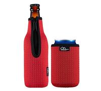 Beer Bottle Sleeve Insulators 12oz 330ml Standard Beer Bottle Cooler Covers Zip-up Bottle Jacket 12OZ Standard Can Sleeves Coolie Neoprene Insulator (Red)