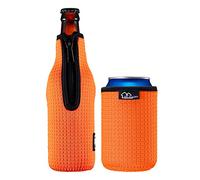 Beer Bottle Sleeve Insulators 12oz 330ml Standard Beer Bottle Cooler Covers Zip-up Bottle Jacket 12OZ Standard Can Sleeves Coolie Neoprene Insulator (Orange)