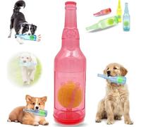 Beer Bottle with Tennis Ball Dog Chew Toy, Ball in a Rubber Bottle Dog Toy, Interactive Bottle Toys for Dogs with Ball, for Play and Training, Cute Squeaky Bottle (Red , Large)
