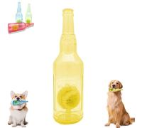 Beer Bottle with Tennis Ball Dog Chew Toy, Indestructible Water Bottle Dog Toy, Interactive Chew Toy for Small Dogs Exercise and Accompany (Yellow, Small)