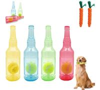 Beer Bottle with Tennis Ball Dog Chew Toy, Indestructible Water Bottle Dog Toy, Interactive Chew Toy for Small Dogs Exercise and Accompany (4 Color, Large)