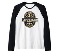 Beer Brew Craft Ale Hops Malt Brewery Vintage-Style Label Raglan Baseball Tee