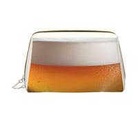 (Beer Bubble) Print Pu Leather Makeup Bag with Zipper Pocket Compact Organizer for Travel/Purse