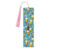 Beer Bubble Print Wooden Bookmarks with Tassels, Wood Book Markers for Book Lovers, Teachers & Present
