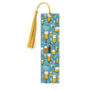 Beer Bubble Print Wooden Bookmarks with Tassels, Wood Book Markers for Book Lovers, Teachers & Present