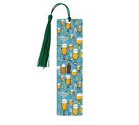 Beer Bubble Print Wooden Bookmarks with Tassels, Wood Book Markers for Book Lovers, Teachers & Present