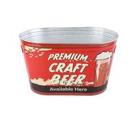 Beer Bucket with Side Handle, Rust - Resistant Oval Metal Ice Bucket for Champagne Bottle, Large Capacity Party Ice Bucket for Barbecues, Patios and Picnics (Premium Craft Beer Small Type)