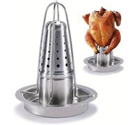Beer Can Chicken Roaster Stand, Vertical Stainless Steel Roaster Holder with Pan for Oven, Grill or Smoker, Upright Duck Roaster Bbq Tool