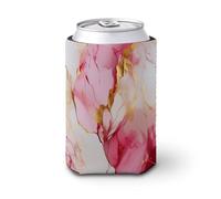 Beer Can Cooler Sleeve,Abstract Pink Waves Liquid Marble Can Cover Beer Cooler Soft Insulated Beverage Holder for Party Beach Event Home
