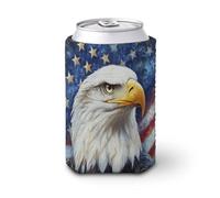 Beer Can Cooler Sleeve,American Flag and Eagle Can Cover Beer Cooler Soft Insulated Beverage Holder for Party Beach Event Home