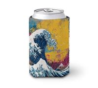 Beer Can Cooler Sleeve,Big Wave Graffiti Street Art Can Cover Beer Cooler Soft Insulated Beverage Holder for Party Beach Event Home