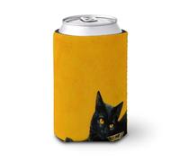 Beer Can Cooler Sleeve,Black Cat with Golden Eyes Can Cover Beer Cooler Soft Insulated Beverage Holder for Party Beach Event Home