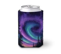 Beer Can Cooler Sleeve,Colorful Purple Color Sky Northern Lights Can Cover Beer Cooler Soft Insulated Beverage Holder for Party Beach Event Home