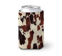 Beer Can Cooler Sleeve,Cow Hide Pattern Cream with Brown Spots Can Cover Beer Cooler Soft Insulated Beverage Holder for Party Beach Event Home