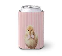 Beer Can Cooler Sleeve,Cute Chick with A Tiny Bow Can Cover Beer Cooler Soft Insulated Beverage Holder for Party Beach Event Home