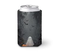 Beer Can Cooler Sleeve,Cute Ghost and Pumpkin in The Woods Can Cover Beer Cooler Soft Insulated Beverage Holder for Party Beach Event Home