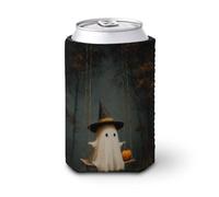 Beer Can Cooler Sleeve,Cute Ghost Witch Hat on Swing Can Cover Beer Cooler Soft Insulated Beverage Holder for Party Beach Event Home