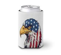 Beer Can Cooler Sleeve,Eagle Head with A American Flag Pattern Can Cover Beer Cooler Soft Insulated Beverage Holder for Party Beach Event Home