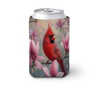 Beer Can Cooler Sleeve,Flowers Red Birds Can Cover Beer Cooler Soft Insulated Beverage Holder for Party Beach Event Home