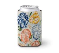 Beer Can Cooler Sleeve,Gouache Seashells Can Cover Beer Cooler Soft Insulated Beverage Holder for Party Beach Event Home