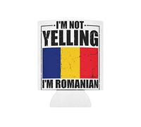 Beer Can Cooler Sleeve Humorous Nationalistic Patriotic Romanian Country Hometown Novelty Nationalism Birthplace City Home Lover Regular Can