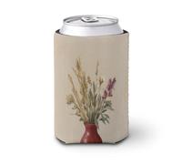 Beer Can Cooler Sleeve,Minimalist Mid Century Botanical Boho Vase Flower Can Cover Beer Cooler Soft Insulated Beverage Holder for Party Beach Event Home