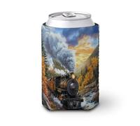 Beer Can Cooler Sleeve,Mountain Valley Steam Train Can Cover Beer Cooler Soft Insulated Beverage Holder for Party Beach Event Home