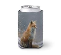 Beer Can Cooler Sleeve,Red Fox Sits by The River Can Cover Beer Cooler Soft Insulated Beverage Holder for Party Beach Event Home