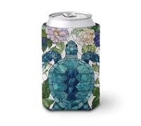 Beer Can Cooler Sleeve,Sea Blue Stained Glass Turtle Can Cover Beer Cooler Soft Insulated Beverage Holder for Party Beach Event Home