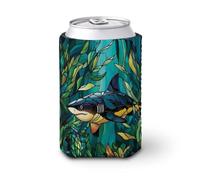 Beer Can Cooler Sleeve,Stained Glass Shark Can Cover Beer Cooler Soft Insulated Beverage Holder for Party Beach Event Home