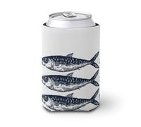 Beer Can Cooler Sleeve,Three Sardines Line Art Minimal Can Cover Beer Cooler Soft Insulated Beverage Holder for Party Beach Event Home
