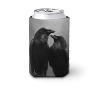 Beer Can Cooler Sleeve,Two Ravens on Branch Dark Fantasy Gothic Can Cover Beer Cooler Soft Insulated Beverage Holder for Party Beach Event Home