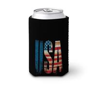 Beer Can Cooler Sleeve,USA with American Flag Pattern Minimalistic Can Cover Beer Cooler Soft Insulated Beverage Holder for Party Beach Event Home