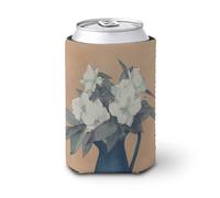 Beer Can Cooler Sleeve,Vintage Botanical White Flowers Ceramic Jug Can Cover Beer Cooler Soft Insulated Beverage Holder for Party Beach Event Home