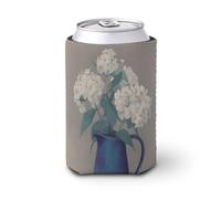 Beer Can Cooler Sleeve,Vintage White Flowers Ceramic Jug Can Cover Beer Cooler Soft Insulated Beverage Holder for Party Beach Event Home