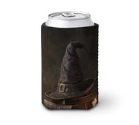 Beer Can Cooler Sleeve,Witch's Hat on Top of Books Can Cover Beer Cooler Soft Insulated Beverage Holder for Party Beach Event Home