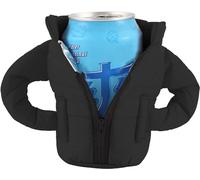 Beer Can Coolers Jacket,Can Cooler Sleeve,Can Cooler Insulated Vest Jacket Cover for 12oz Cans,Beer Gifts for Men Women Beer Lovers,Beverage Jacket Drink Coolies (Black)