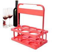 Beer Carrier with Handle, 6-Hole Folding Beer Drink Delivery Bakset, Portable Beverage Carrier with Handle for Restaurant, Picnicking, Camping, Home, Garden BBQ