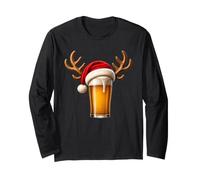 Beer Christmas Party Drinking Reindeer Santa Hat Xmas Long Sleeve T-Shirt