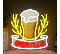 BEER CLUB Neon Light Sign Bar LED Sign for Wall Decor Beer Neon Light Lamp Dimmable Illuminated Sign USB Powered for Home Man Den Garage Pub Beers Party Club Hotel Gift
