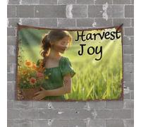 Beer Decor Harvest Joy: Embracing Nature's Bounty with A Basket of Flowers Tapestry Tapestry for Wall Aesthetic Decor(75X100CM)